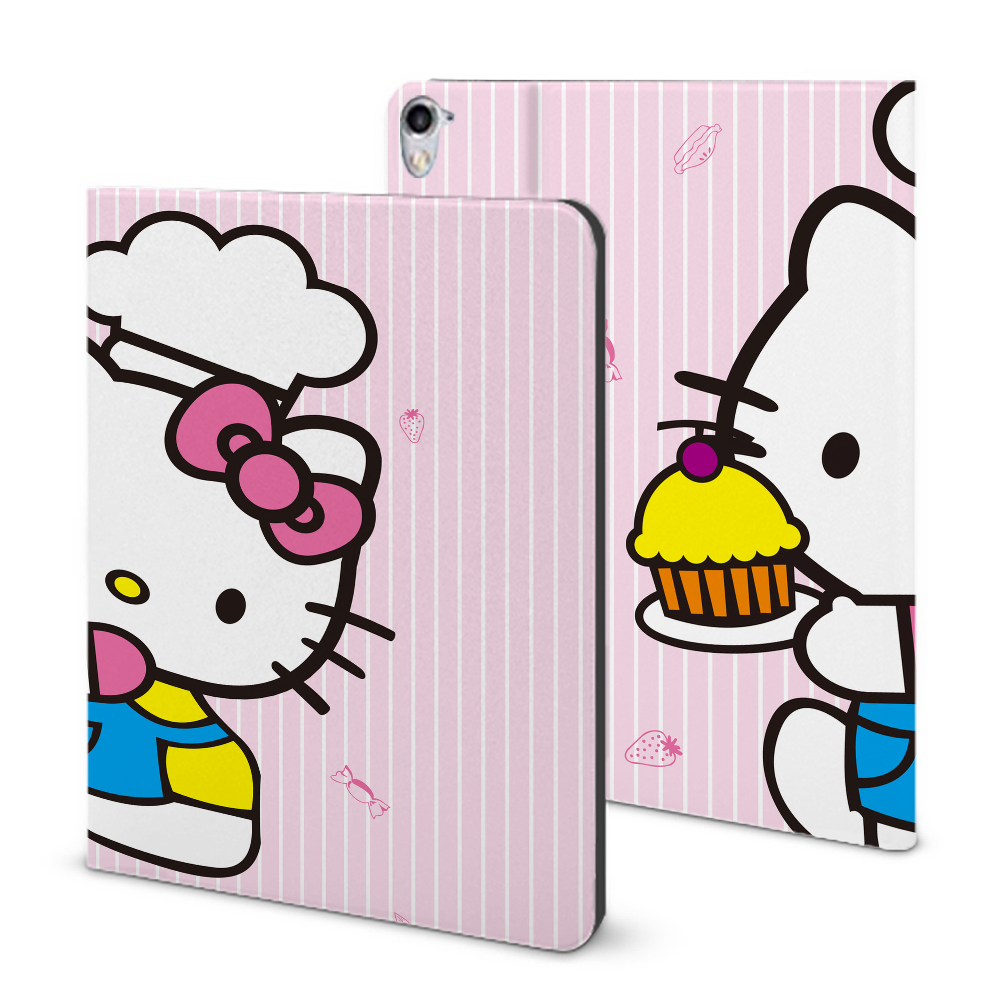 （画像用） Hello Kitty ハローキティ IPad ケース ブック型 PUレザー TPU 耐衝撃 軽量 薄型 ペン収納なし 全面保護 IPad 各モデル対応